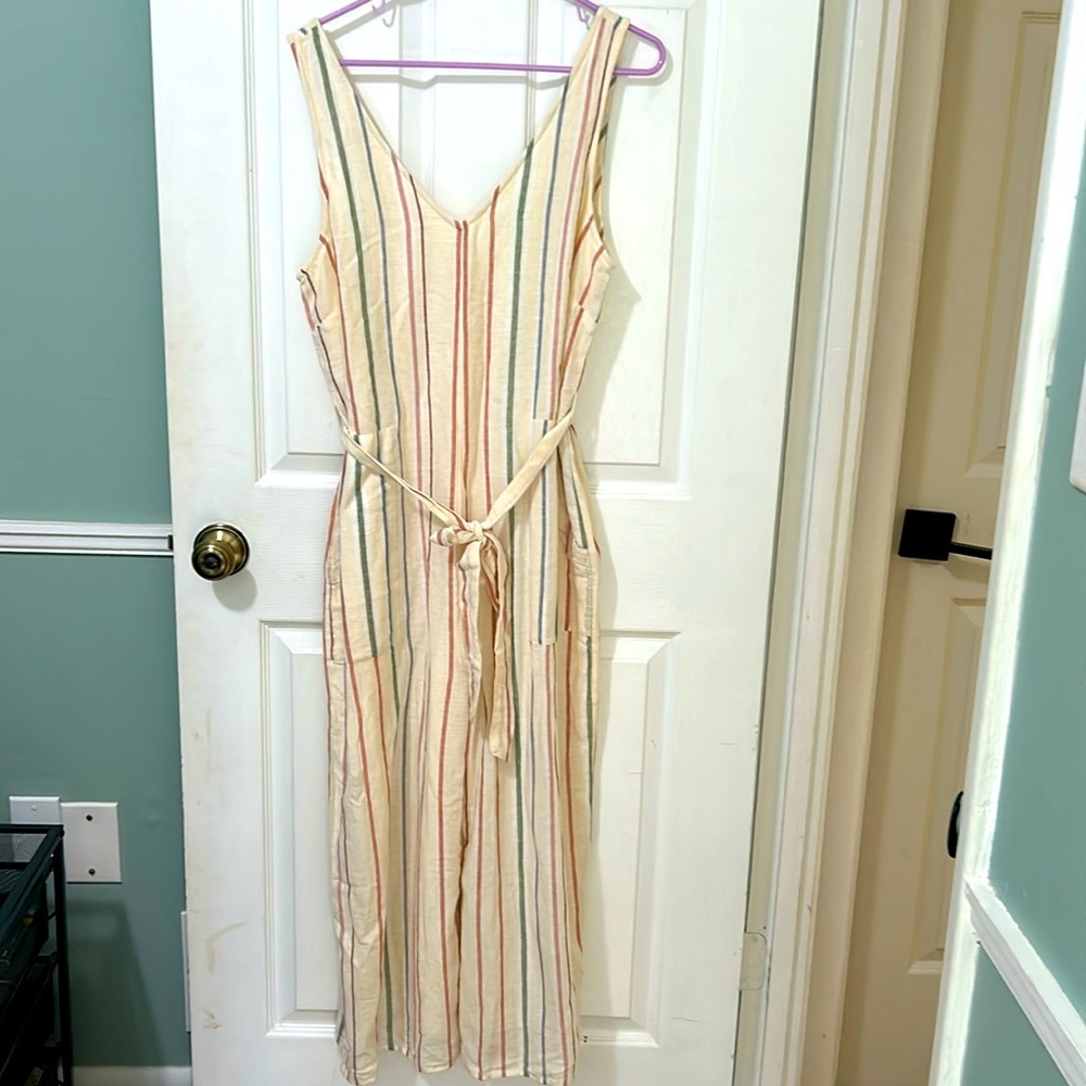 Linen striped jumpsuit